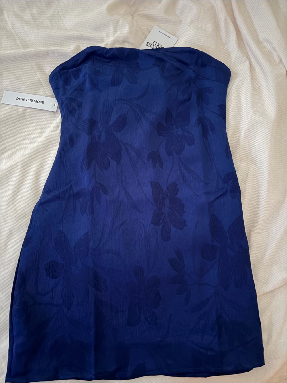 Princess Polly Strapless Floral Jacquard Mini Dress - Blue